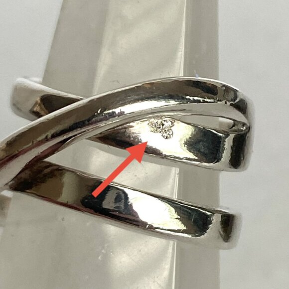 Sterling Silver 925 Asymmetric Criss Cross Lines Saturn Band Ring Sz 7 - Picture 13 of 16